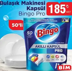 BİNGO PRO BULAŞIK MAKİNESİ KAPSÜLÜ TABLETİ 50'Lİ